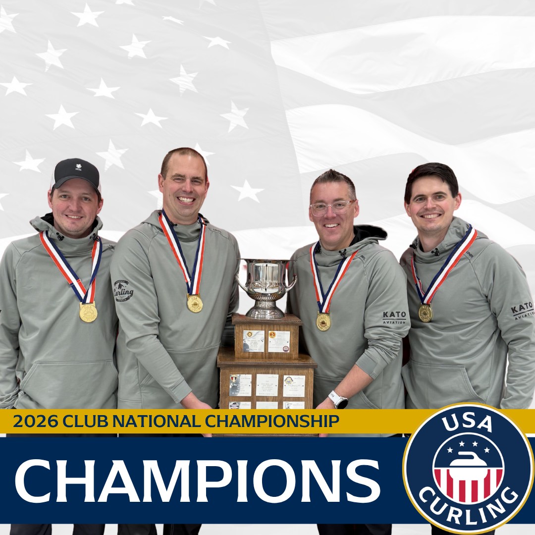 May be an image of text that says 'dP 알는분 KATO ANTATUEE KATO AVIASIO 2026 CLUB NATIONAL CHAMPIONSHIP USA CHAMPIONS CURLING CURL'